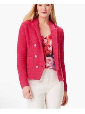 NWT NIC+ZOE Hot Pink Textured Knit Blazer
